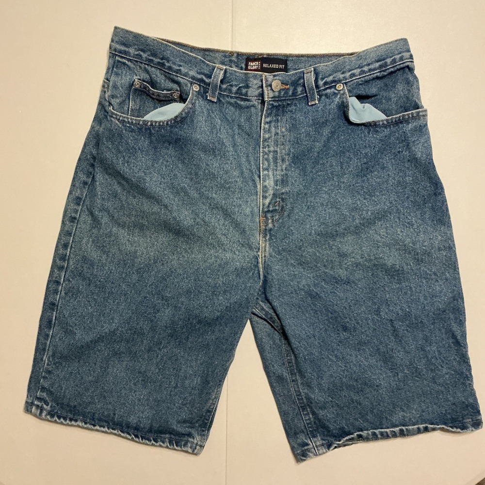 VTG USA Made Baggy‎ 90s Faded Glory Long Jean Shorts Men 36 Relaxed Fit Med Wash
